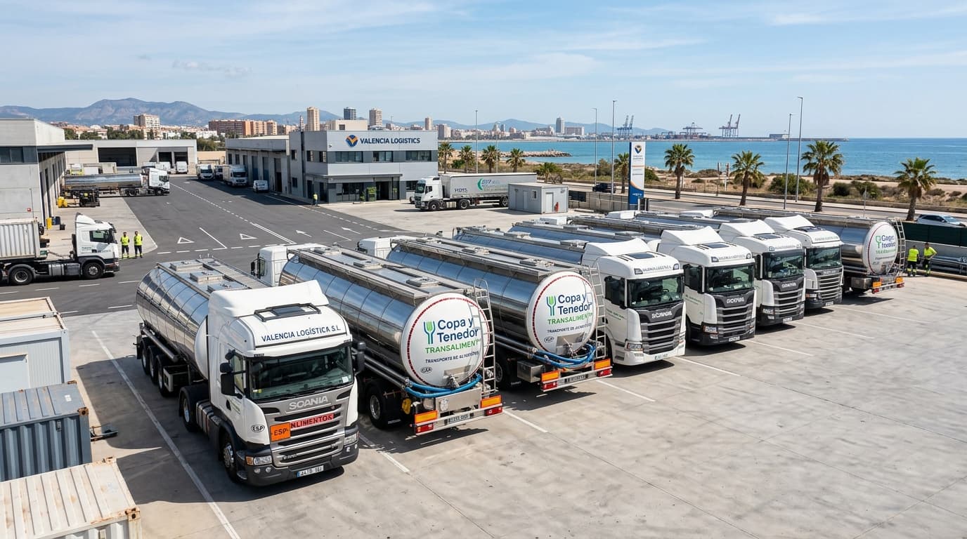 Vista panorámica de la flota de cisternas españolas de acero inoxidable en Valencia