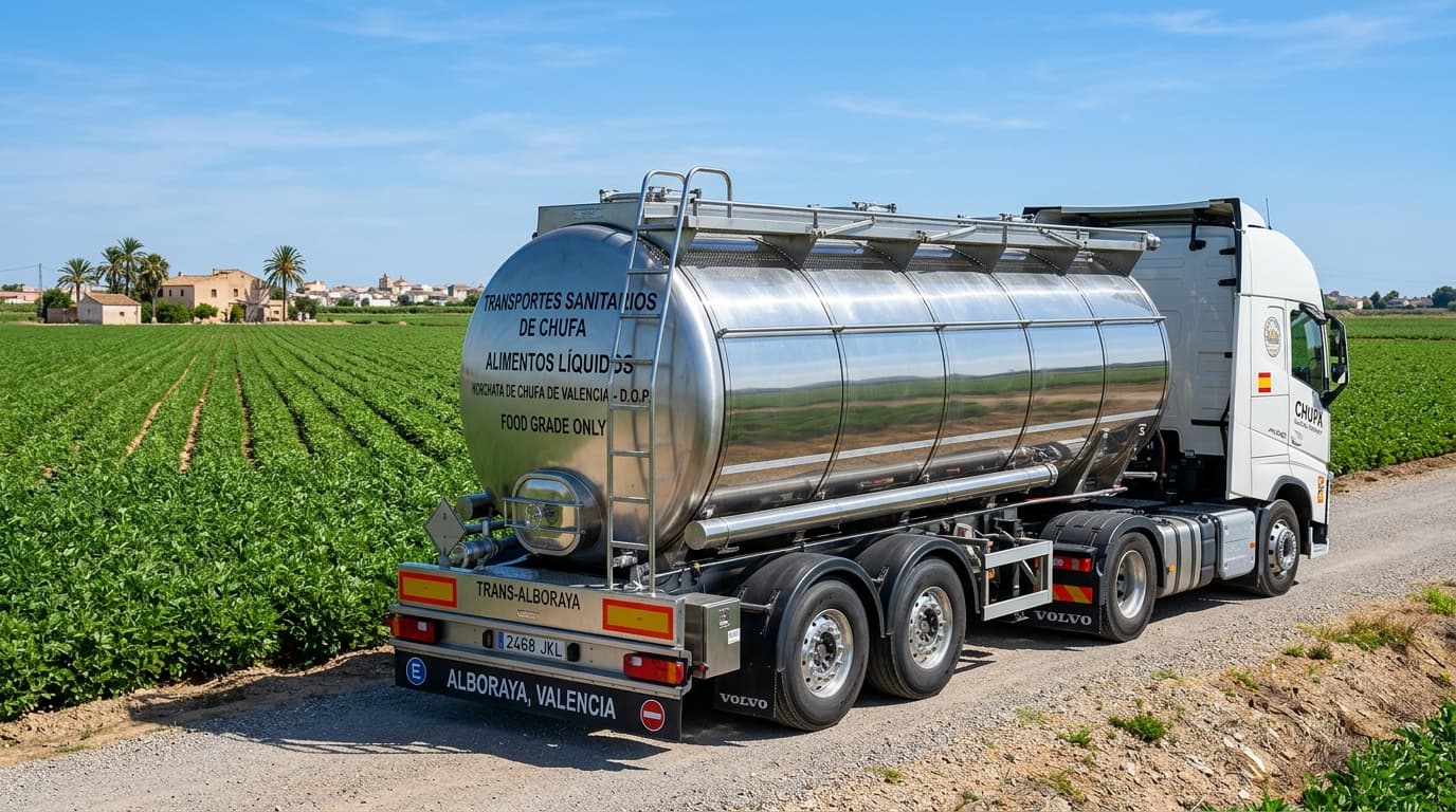 Cisterna alimentaria por la provincia de Castellón entre naranjos