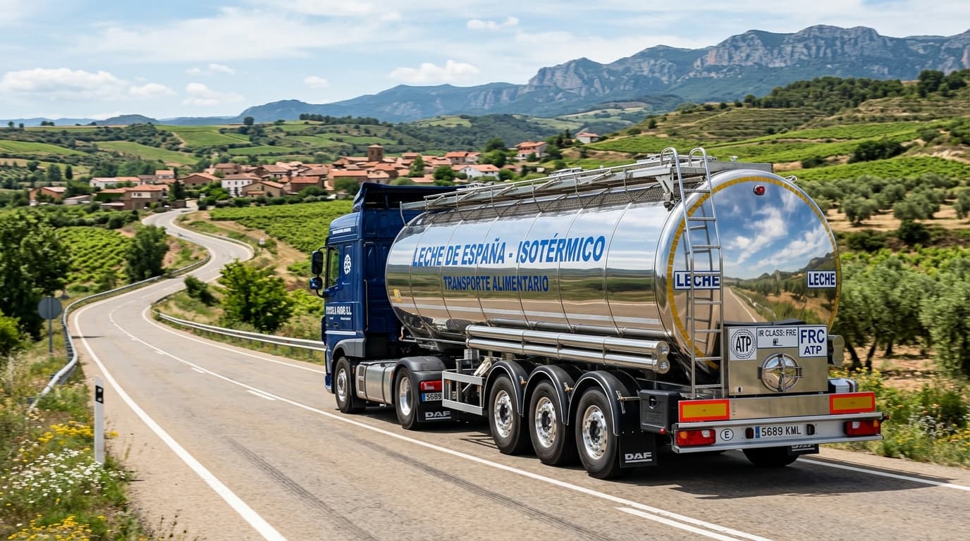 Cisterna isotérmica de leche en granja lechera