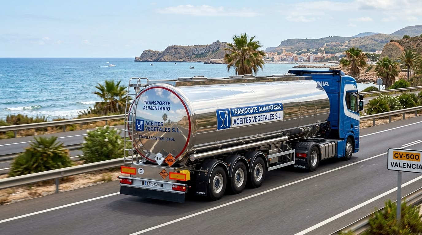 Cisterna alimentaria en ruta por la costa alicantina